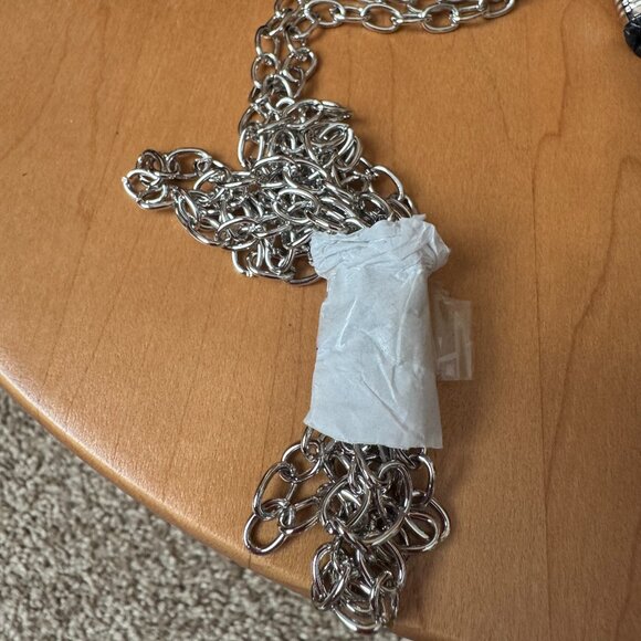 Nina Sandia Blue & Diamond Crystal Embellished Evening Bag w/Silver Rings Handle - Picture 8 of 16